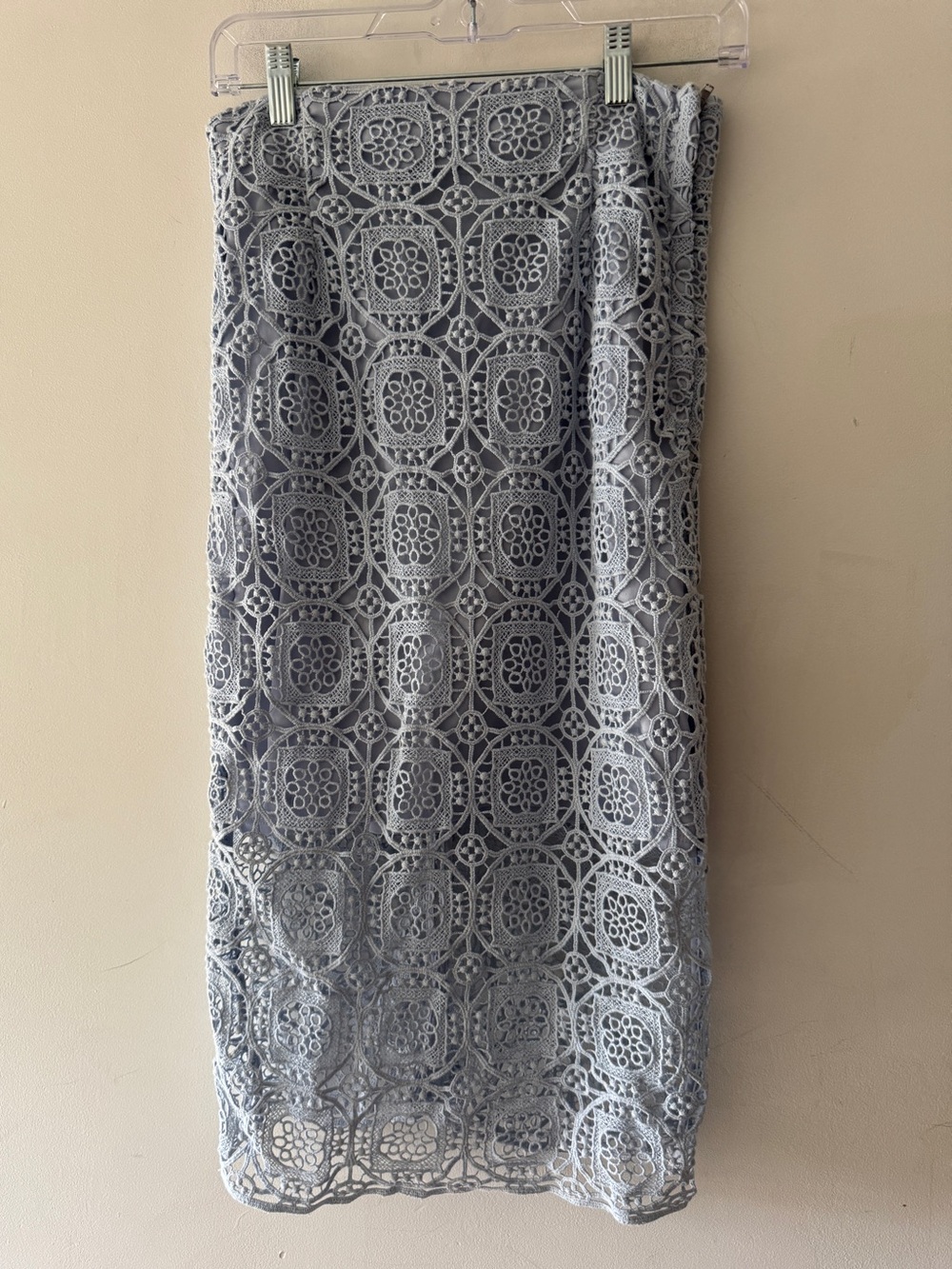 Zara Light Blue Lace Crochet Midi Skirt